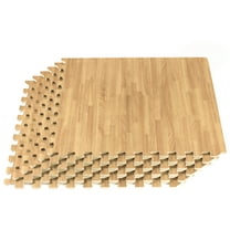 Forest Floor Premium Wood Grain Foam Floor Tiles, White EVA Foam, 100 Sq Ft (25 Tiles), Anti-Fatigue Flooring