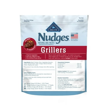 Blue Buffalo Nudges Grillers Natural Dog Treats, H2FSDMade in the USA with Real Steak, 16-oz Bag