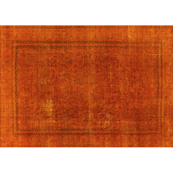 Ahgly Company Machine Washable Indoor Rectangle Oriental Yellow Industrial Area Rugs, 7' x 9'