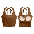 thumbnail image 5 of Wang6 Women Cropped Ribbed Tank Tops with Built in Bra Summer Halter Sleeveless Cami Tops Trendy Loose T Shirts Undershirts Brown L, 5 of 5