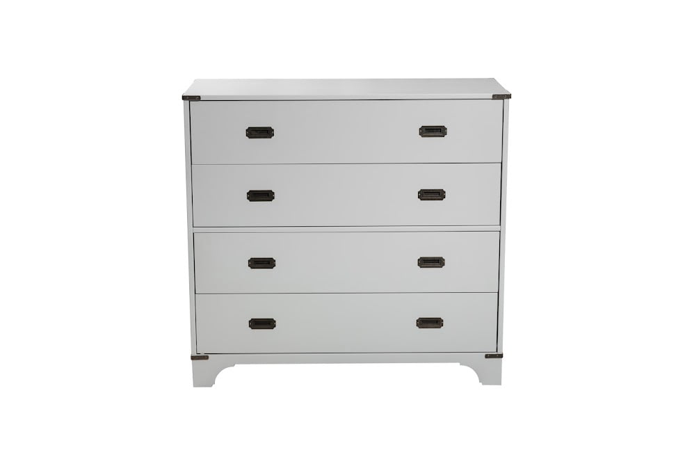 Campaign 4 drawers Chest Horizontal Dresser for Bedroom Gray MDF with