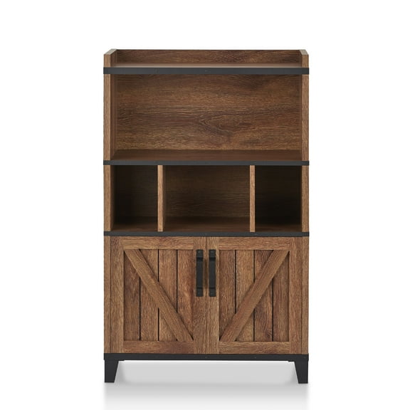 Furniture of America Tusca Rustic Wood Multi-Storage Sideboard Buffet, Distressed Walnut