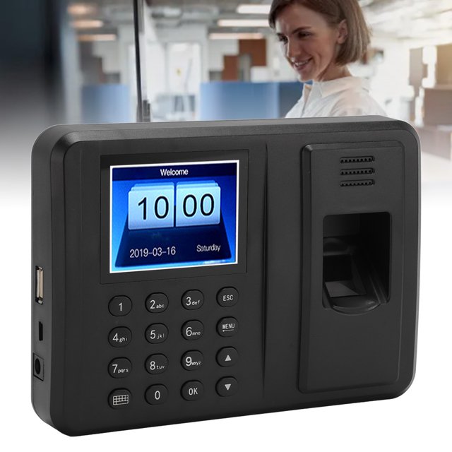 Marcina de Tiempo de Asistencia Con Contraseña de Huella Digital, Pantalla A Color de 2,8 Pulgadas, Grabador de Registro de Empleado, Reloj de Tiempo de Huella Digital Para