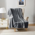 thumbnail image 5 of (3 pack) Mainstays Grey Flannel Stripe Faux Fur Throw, 50"x60", Adult/Teen, 5 of 8