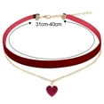 thumbnail image 4 of Yolev Choker Halsband Schwarz Rot Samt Halskette Klassische Samt Herz Halskette Geschichtet Verstellbare Halsband Damen Schmuck für Mädchen Gothic Choker Kette Schwarz Damen, 4 of 5