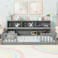 thumbnail image 3 of Miniyam Twin Floor Bed with Bookcase Shelves and Guardrails, Wood Low Profile Bed Frame, Gray, 3 of 7