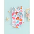 thumbnail image 3 of Bslissey Toddler Baby Girls One Piece Swimsuit Floral Print Sleeveless Knotted Cutout Romper Swimwear 6M 9M 12M 18M 24M 3T Infant Casual Summer Bathing Suits Beachwear, 3 of 8