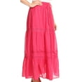 thumbnail image 3 of Sakkas Takara Maxi Broomstick Cascading Peasant Skirt with Elastic Waist - Fuchsia - OS, 3 of 5