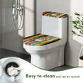thumbnail image 4 of COEQINE Owl Stripes Toilet Lid Dust Cover 2 Pcs Set, Elastic Bottom Easy Installation Polyester Fabric Toilet Cover Set for Bathroom Decor Accessories, 4 of 7