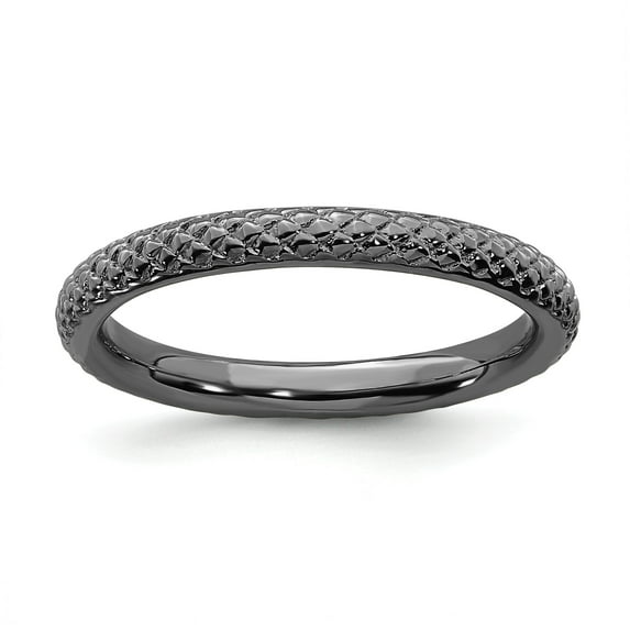 Sterling Silver Stackable Expressions Black-plated Cable Ring - Size 9
