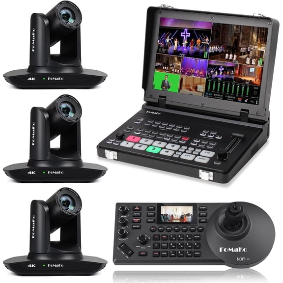 FoMaKo 4K PTZ Camera HDMI NDI 20X Live Streaming Camera Bundle (K20UHX3 M5 KC608)