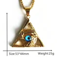 thumbnail image 3 of New arrival Eye Of Providence 14K Yellow Gold  Triangle Pendant Necklace For Men Illuminati The Third Eye Jewelry, 3 of 6