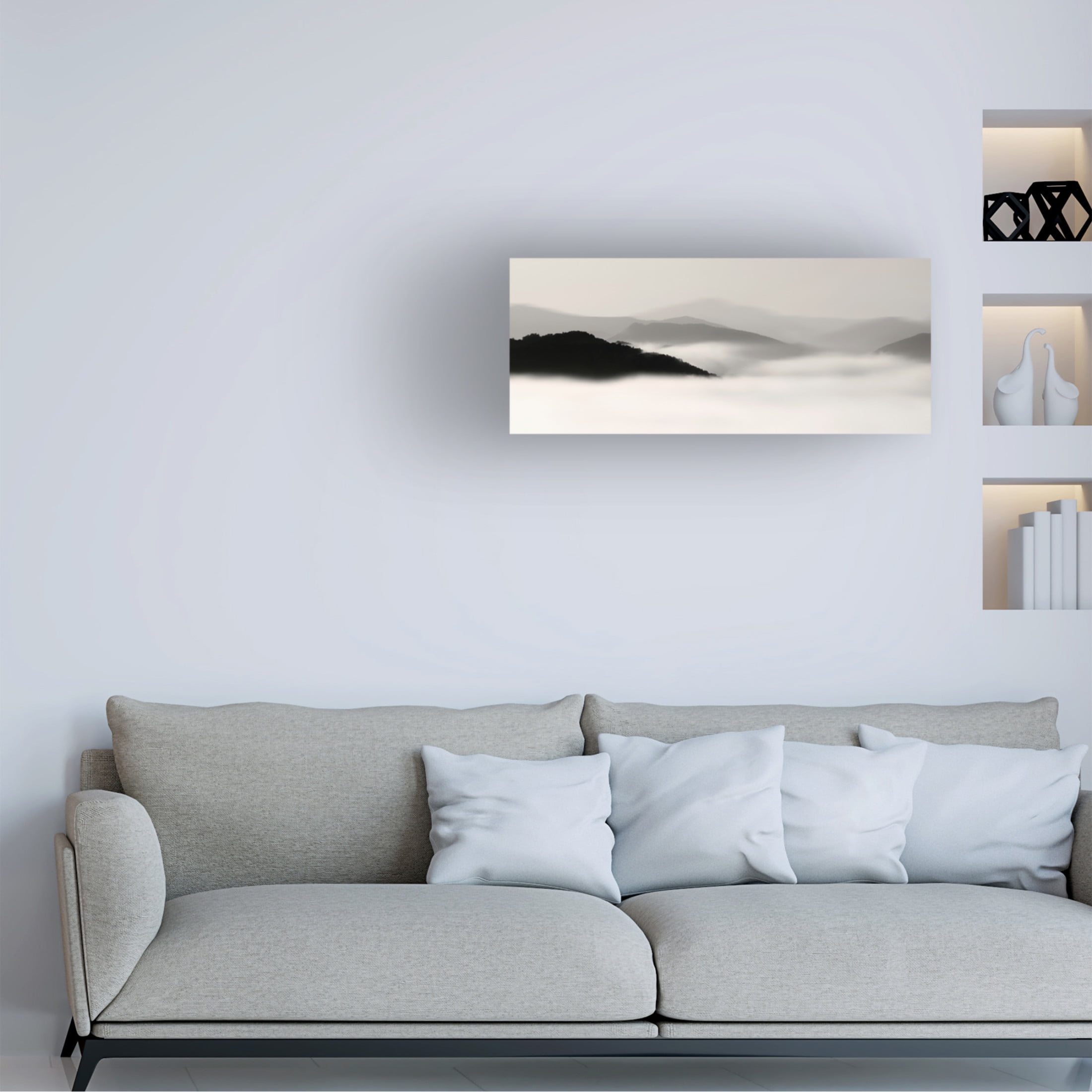 Canvas Wall Art - Nicholas Bell 'Mountain Fog No. 2' Wall Art for Living Room, Bedroom, or Office Décor by Trademark Fine Art - 32 x 14 Inches