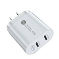 thumbnail image 3 of FungLam 40W Flash Charging Fast Charging Dual Ports Wall Charger, PD and QC3.0 Port Quick Charger Compatible with iPhone, iPad, Samsung and More (White), 3 of 6