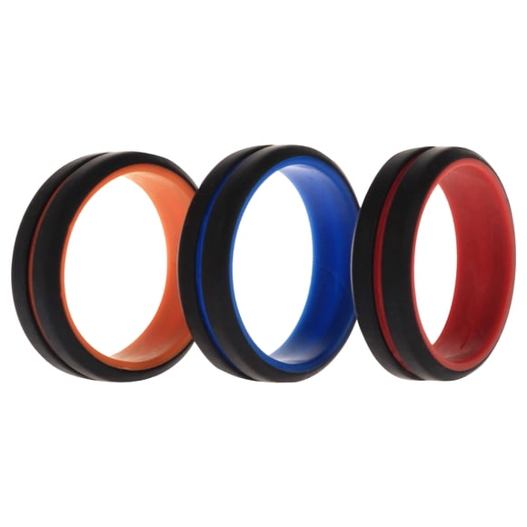 Juego de Anillos de Boda de Silicona ROQ Negro 3 x 14 mm