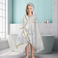 thumbnail image 6 of White Gold Marble Pattern Hooded Bath Towel，60"x35" for Ages 3 To 12 Kids, Quick Dry Lightweight Soft Microfiber Hood Beach Towel Cover Up for Kids, 6 of 7
