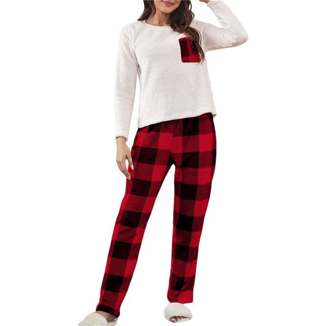 fvwitlyh Womens Petite Cotton Pajamas Women's 2 Piece Thickened Warm