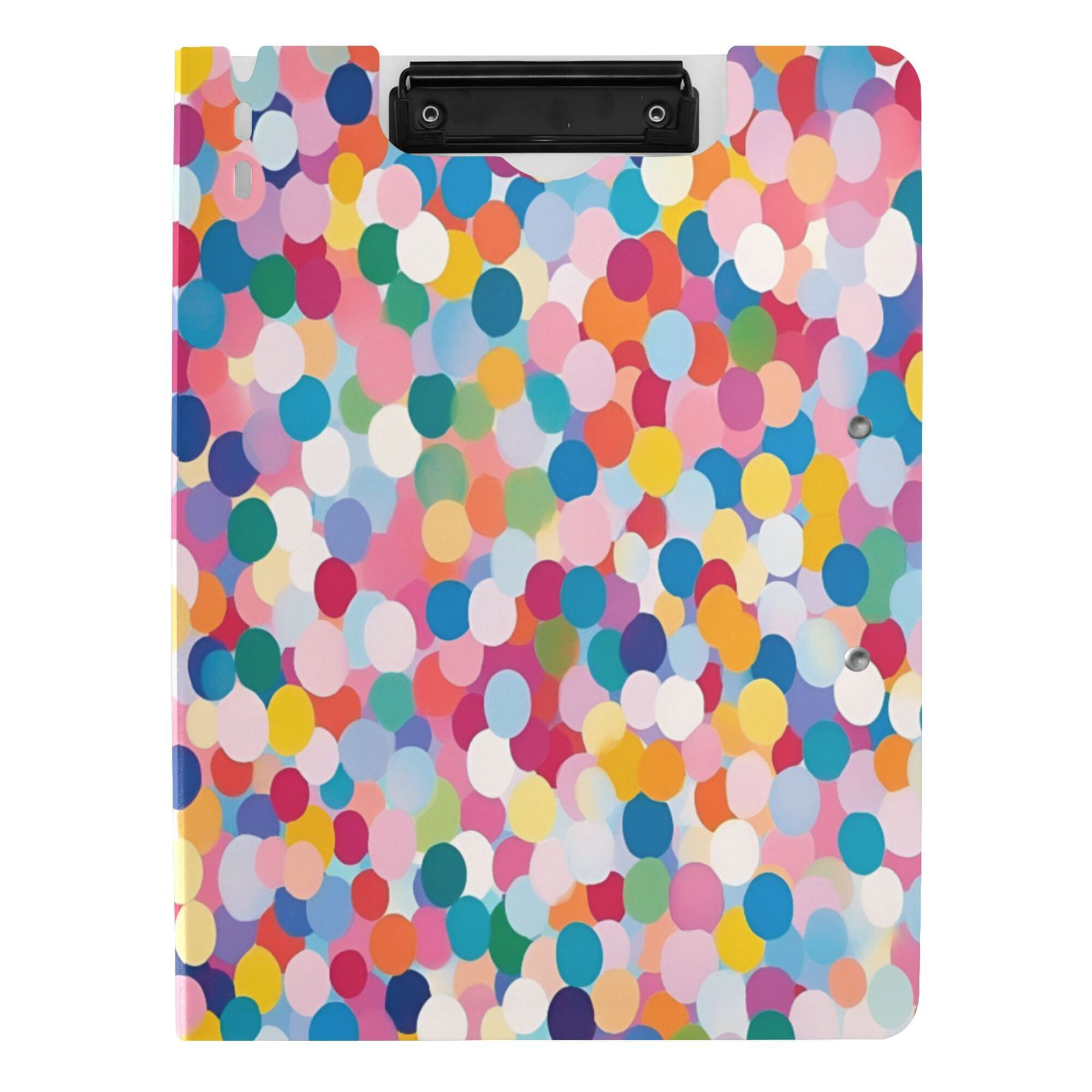 FORMRS A4 Clipboard Folder with Pen Holder Horizontal Foldable School Office Binder, Yellow Colorful Circles