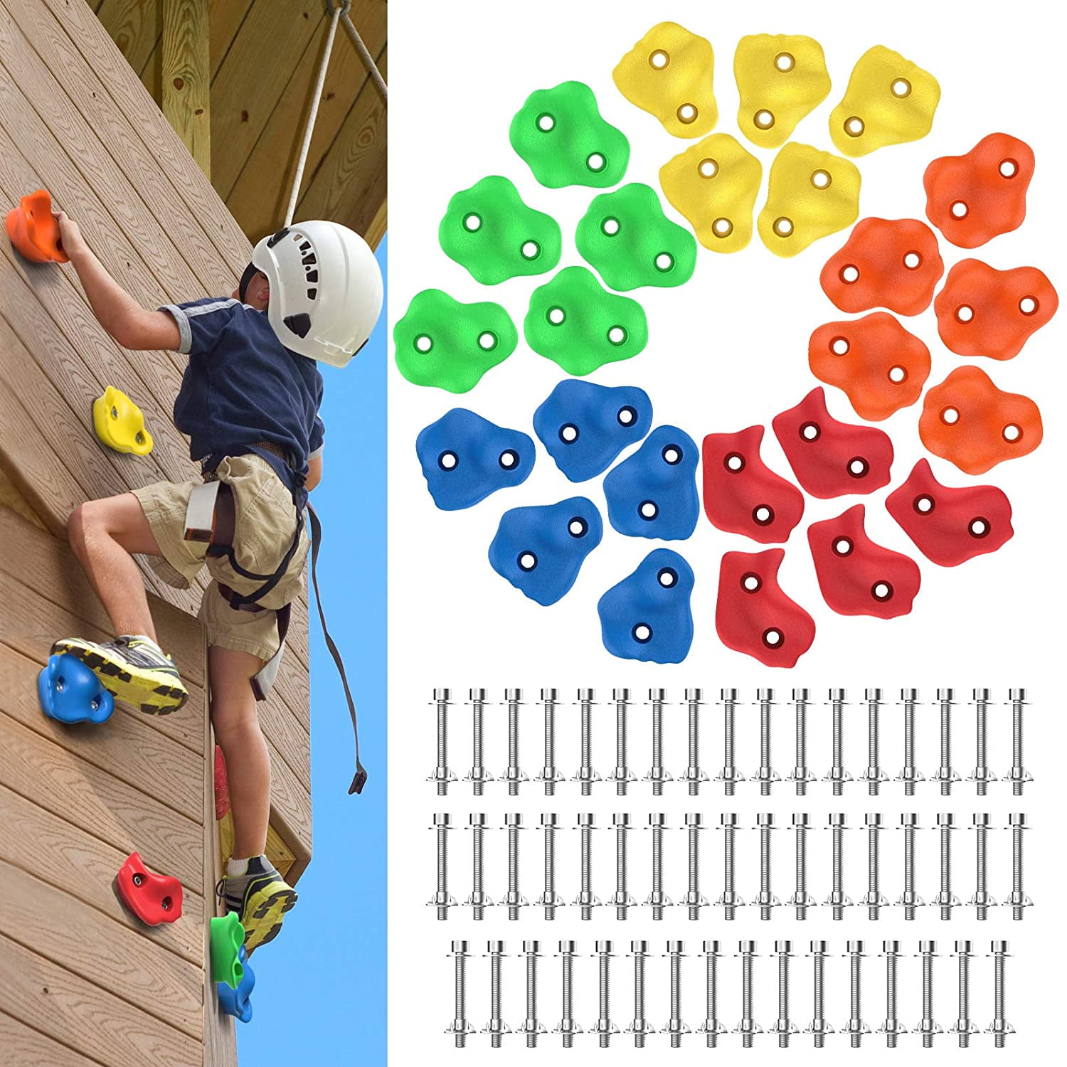 New 20pc Large Rock Climbing Holds Stones Adults/Kids Outdoor/Indoor Playground 