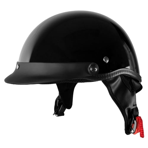 Half Motorcycle Helmet With Visor Black Gloss - Walmart.com - Walmart.com