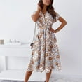 thumbnail image 4 of Sonducket Vestido camisero de manga corta con estampado de flores y cuello en V de verano, accesorio de ropa transpirable, regalos para viajes, Vestidos 2XL, 4 of 6