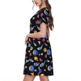 thumbnail image 2 of Gukieu Whales In Space Print Women's Short Sleeve Dress, Elastic Waistband A-line with Pockets Summer Dress, Suitable for Daily Leisure, Work, Vacation, 2 of 6