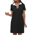 thumbnail image 5 of Sakmal Black Shirt Dresses for Curvy Women Golf Mini Dress Short Sleeve Patchwork Dresses with Pockets, 5 of 9