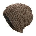 thumbnail image 1 of Pisexur Mens Winter Hat Fashion Solid Color Ribbed Wool Beanie Casual Warm Soft Knit Hat Chunky Skull Cap, 1 of 3