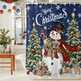 thumbnail image 6 of Navy Blue Merry Christmas Snowman Shower Curtains for Bathroom, Xmas Tree Winter Snowflake Deer Animal Waterproof Fabric Shower Curtain for Bathroom Bathtub Decoration, Machine Washable, 36"x72", 6 of 9