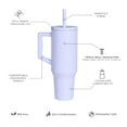 thumbnail image 3 of Elemental Commuter 40 oz Tumbler with Handle and Straw Lid | Travel Coffee Mug Spill Resistant | Insulated Cup Stainless Steel Tumblers for Water, Smoothies, Milkshake and More | Ice Blue, 3 of 7