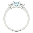 thumbnail image 4 of 1.11 ct Brilliant Princess Cut Natural Sky Blue Topaz 14k White Gold Three-Stone Bridal Wedding Engagement Promise Anniversary Ring for Women size 4.25, 4 of 7
