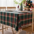 thumbnail image 6 of Eoozwa Christmas Checkered Tablecloth Rectangle Red Buffalo Plaid Linen Cotton Gingham Xmas Table Cloths, Winter Farmhouse Table Decorations for Dining Parties Holiday, 39 x 55 Inch, 6 of 6