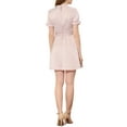 thumbnail image 3 of INSPIRE CHIC Women's Ruffle Neck Stand Collar Tie Waist Satin Puff Short Sleeve Dresses, 3 of 6
