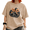 Brown-1, variant on Women's Versatile Everyday Fall Tee - Classic Pumpkin Bow Print Short Sleeve Top, Vintage Wash Shirt