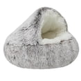 thumbnail image 1 of Cama Redonda Suave de Felpa Colchón para Mascotas Cesta Cálida y Cómoda para Perros 2 en 1 Saco de Dormir Nido para Pequeños, Marrón, 1 of 5