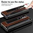 thumbnail image 2 of Case for Samsung Galaxy Z Fold 4 with Stylus & S Pen Holder, Kickstand Alloy CD Camera Protector Vintage Classic Leather Mil-Grade Protection Anti-Scratch Shockproof Protective Case, Brown, 2 of 14