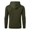thumbnail image 2 of Pdbokew Men's Pullover Hoodie Check Jacquard Kangaroo Pockets Color-Block Design Long-Sleeve Drawstring Casual Hooded Sweatshirt Armygreen L, 2 of 6