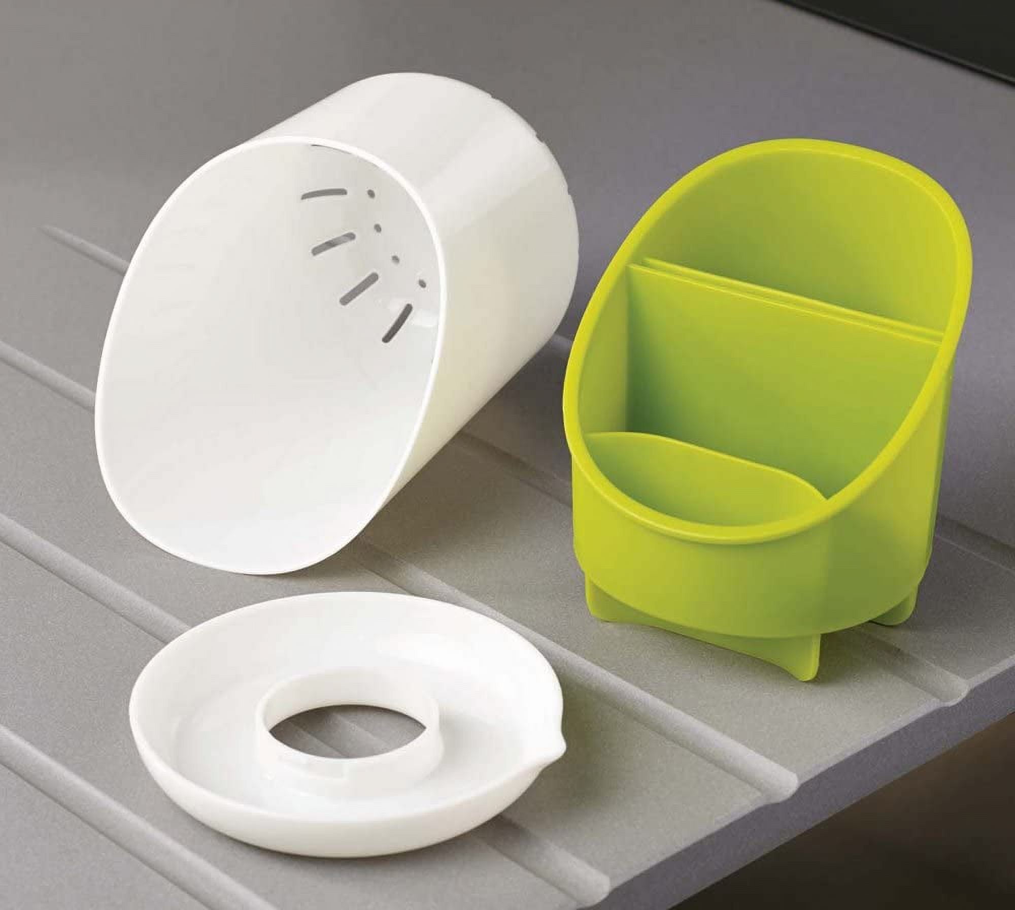 Joseph Joseph Dock Cutlery Drainer and Organiser White Green