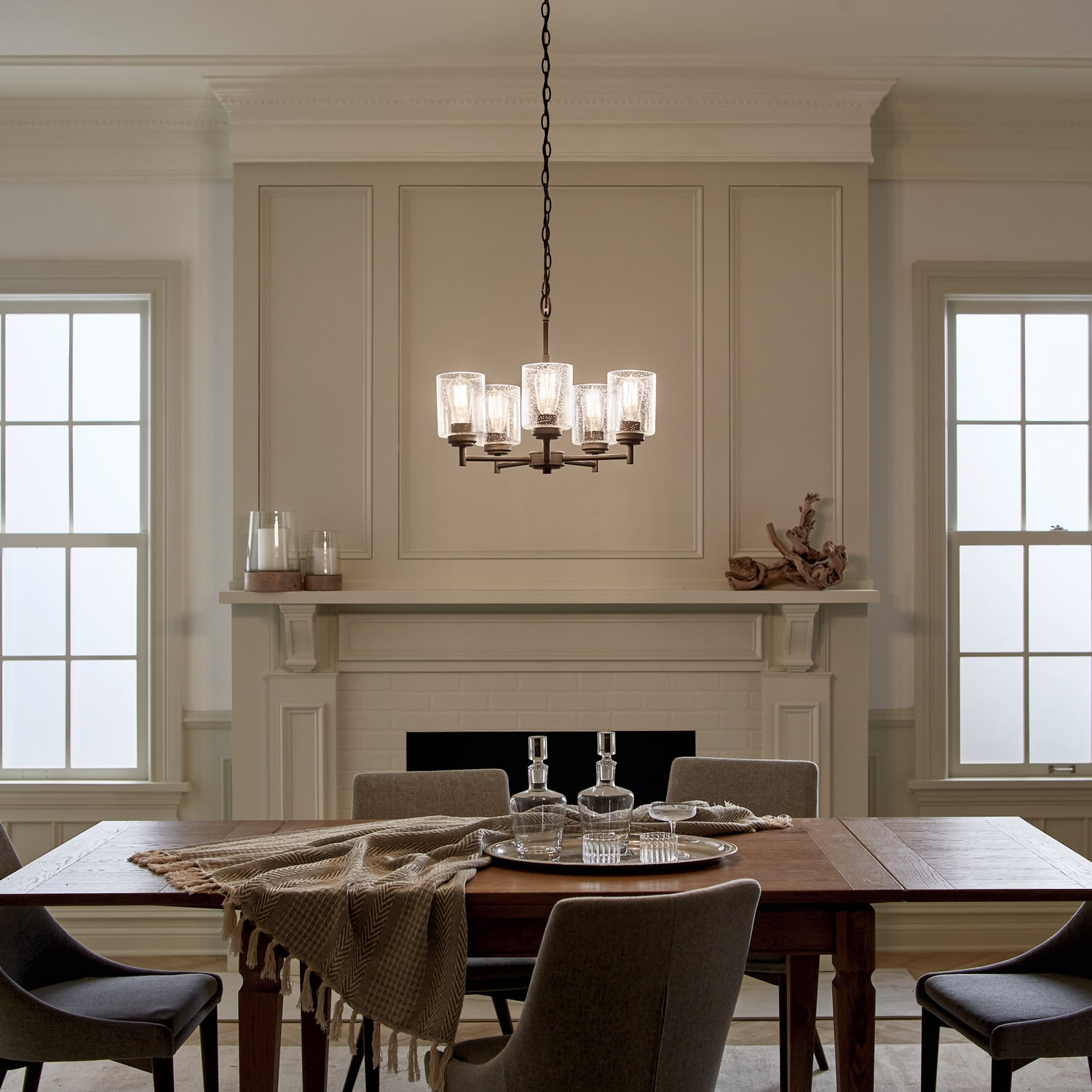 Kichler Winslow 5 Light Olde Bronze Contemporary Chandelier with Clear Seeded Glass