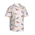 thumbnail image 2 of Uemuo Dachshund Dog Puppy Printed Regular Fit Short Sleeve Casual Hawaiian Shirt for Men,Aloha shirt,Tropical shirt,Floral print shirt,Vacation Beach shirt-, 2 of 9