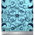 thumbnail image 1 of Soimoi Cotton Voile Fabric Swirl & Ogee Damask Decor Fabric Printed Yard 42 Inch Wide, 1 of 1