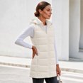 thumbnail image 5 of Cmfcve Womens Plus Size Full Zip Puffer Vest Long Hooded Sleeveless Padded Jacket Fall Winter Casual Quilted Warm Outerwear, 5 of 9