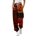 thumbnail image 2 of Orange Pajama Pants Women Comfy Long Lounge Bottom,Drawstring Elastic Waist Sleep Pants with Pockets S, 2 of 6