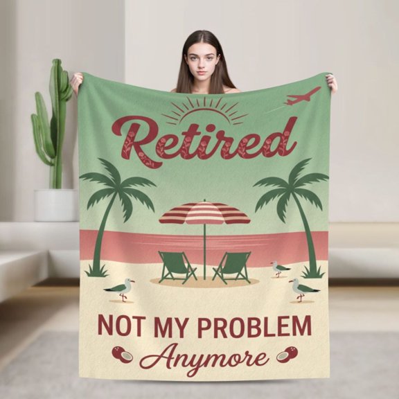 Retirement Throw Blanket Flannel Blanket All Season Throw Warm Cozy Plush Home Decor for Couch and Bed 50x40