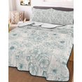 thumbnail image 3 of Quilts Full Size Bedding Set, Botanical Flowers Lightweight Quilted Comforter, Farmhouse Blue Floral Patterned Soft Reversible Bedspread Coverlet with Pillow Covers for All Season, 78" x 90", 3 of 7