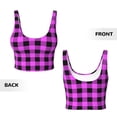 thumbnail image 3 of Sikiie Purple Black Buffalo Plaid Print Strappy Sports Bra for Women Padded Push Up Sports Bra Athletic Running Sports Bra Workout Bra Yoga Bra, 3 of 5