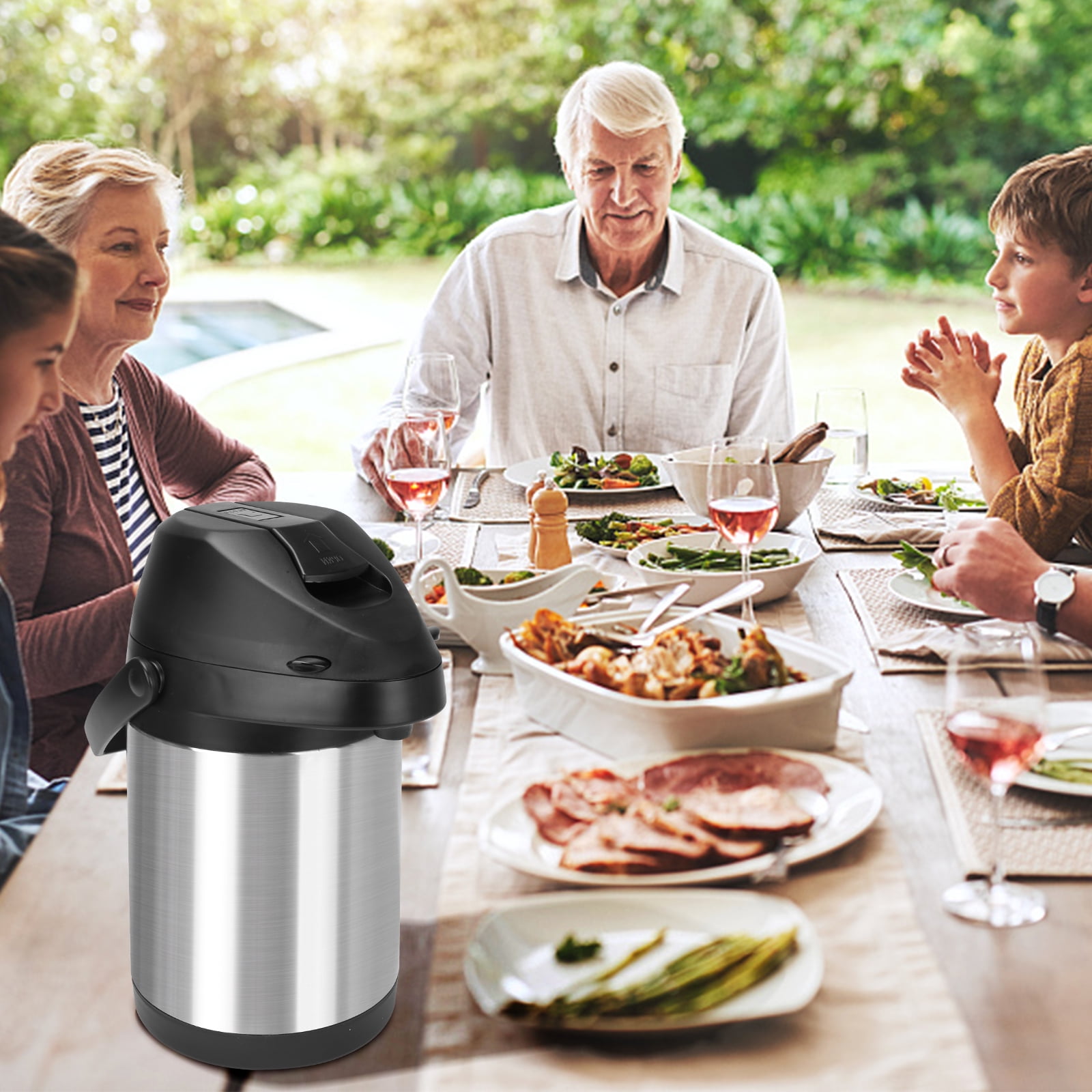 SSAWcasa 102oz Airpot with Pump Stainless Steel Coffee Carafe Insulated Coffee Dispenser for Hot/Cold Beverages - 12 Hours Heat Retention