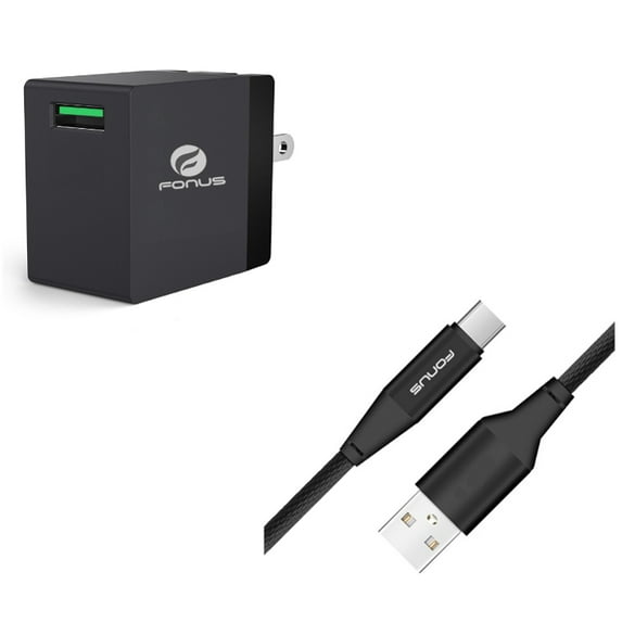 Fast Home Charger & 6ft USB Cable for Samsung Galaxy S22,Ultra,S21,Ultra,S20 Ultra,Plus,Fan Edition,FE 5G - 18W USB Charge Port + Type-C Charger Cord Power Combo