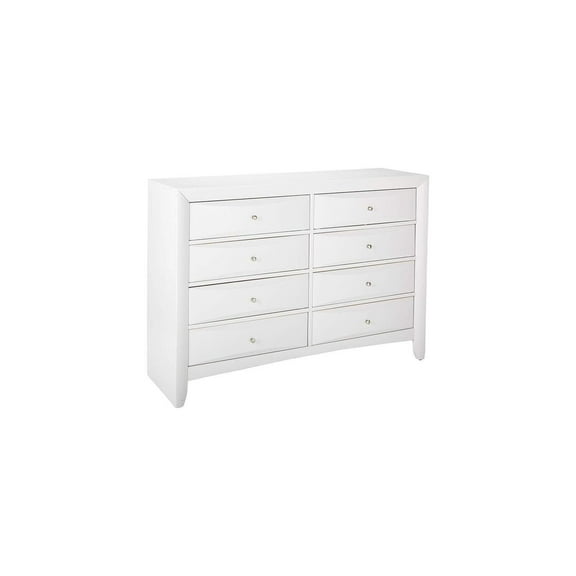 Classic Dresser Eight Drawer - Bedroom Storage Organizer - White Finish - 59 Inch Wide