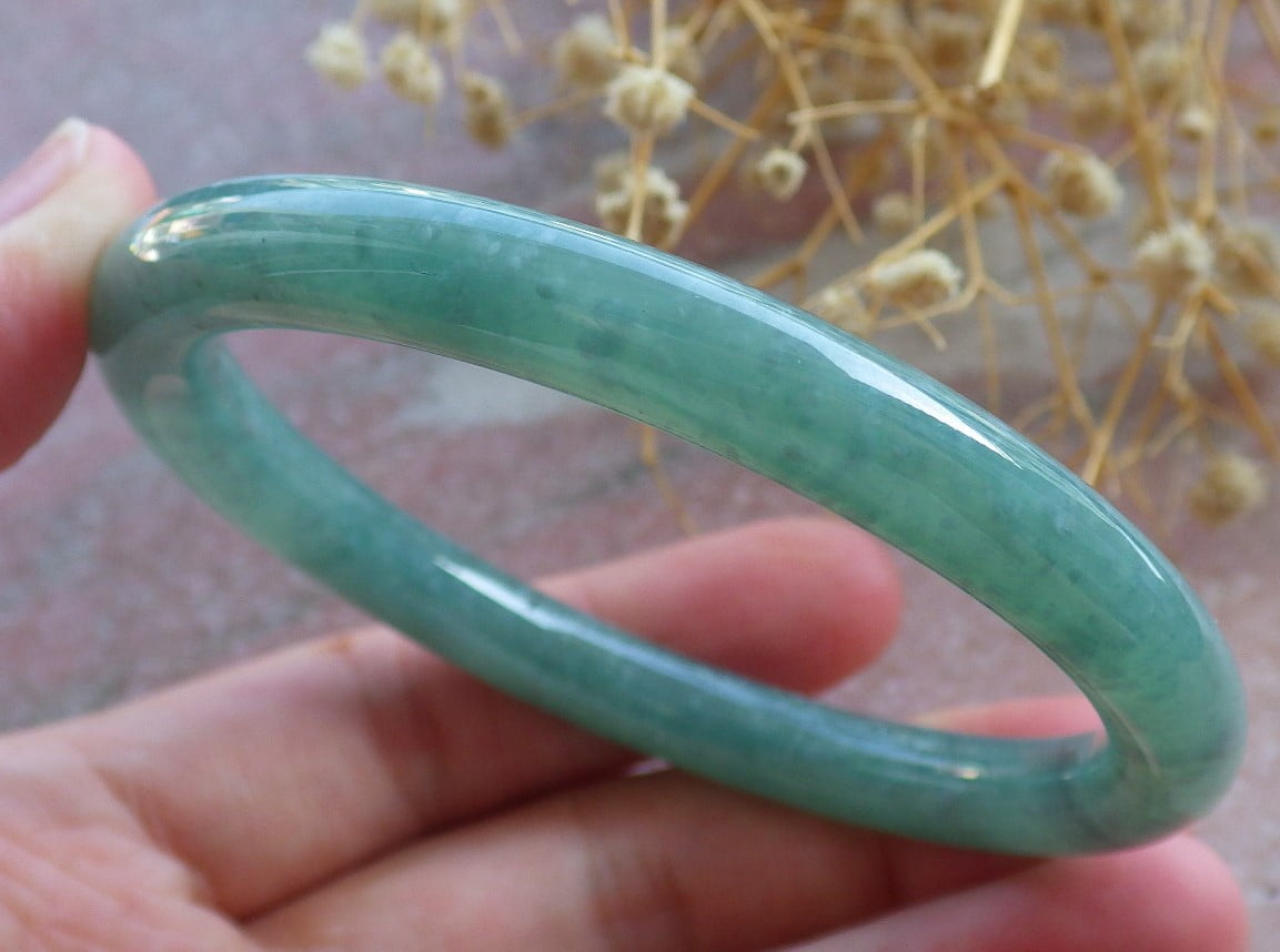 Icy Green Natural A JADE Jadeite Circle Bangle Bracelet 57 mm 683853 TN